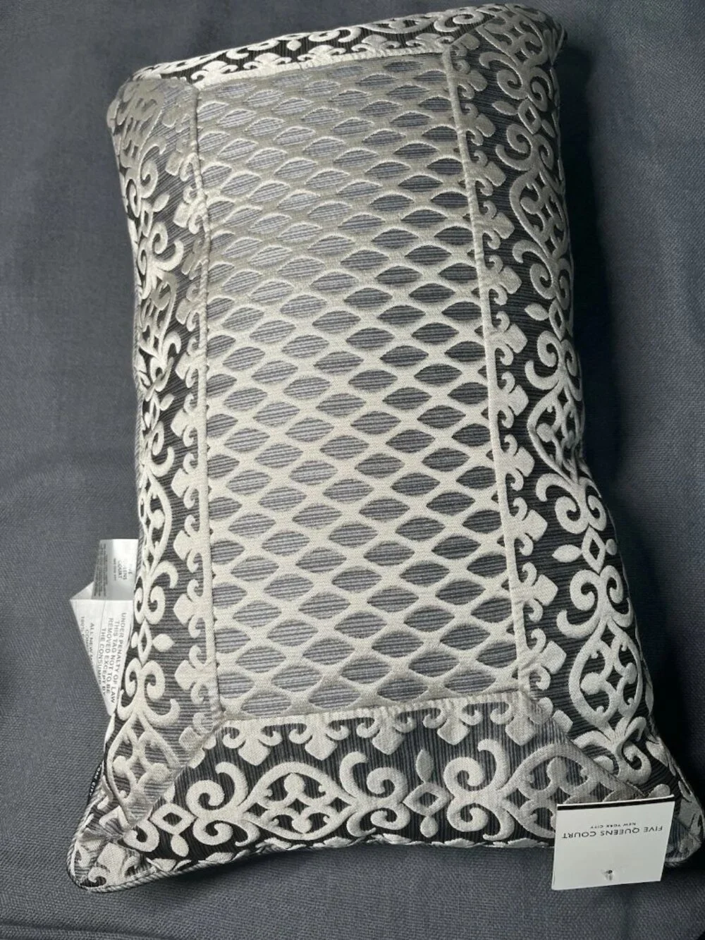 Five Queens Court Leah Boudoir Decorative Throw Pillow - Charcoal - NWT